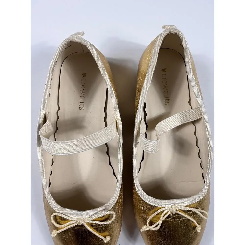 Crewcuts J.Crew Girls Strappy Ballet Flats Metallic Gold Mary Jane Size 2